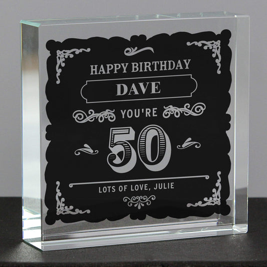 Personalised Birthday Vintage Typography Crystal Token - MK&JD Gifts