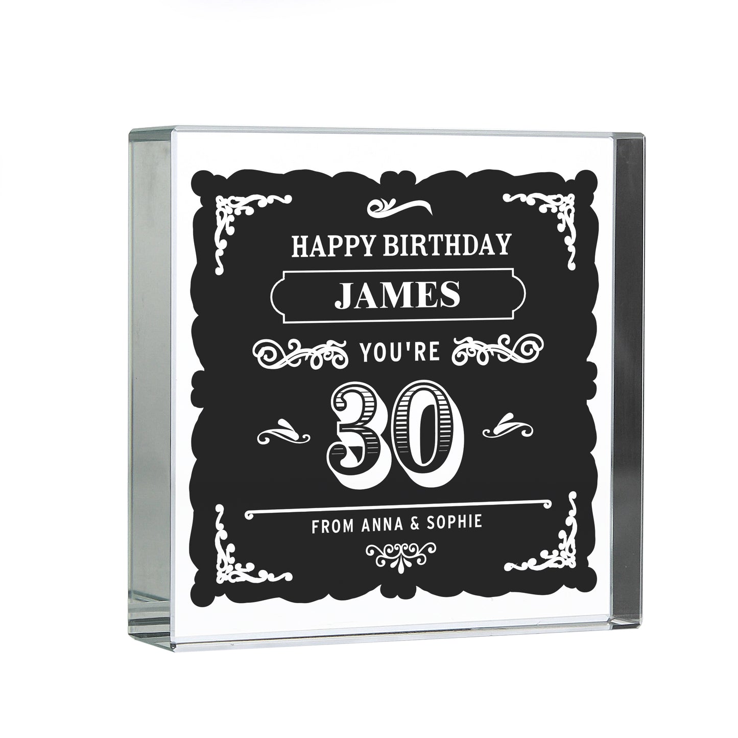 Personalised Birthday Vintage Typography Crystal Token - MK&JD Gifts