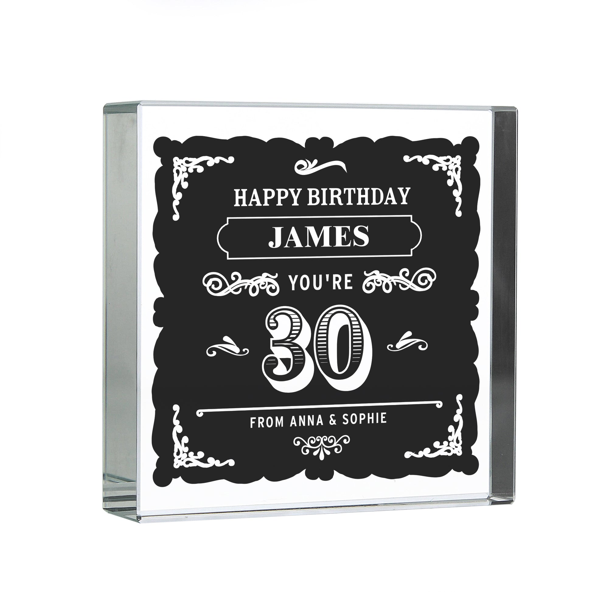 Personalised Birthday Vintage Typography Crystal Token - MK&JD Gifts