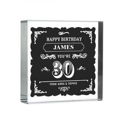 Personalised Birthday Vintage Typography Crystal Token - MK&JD Gifts