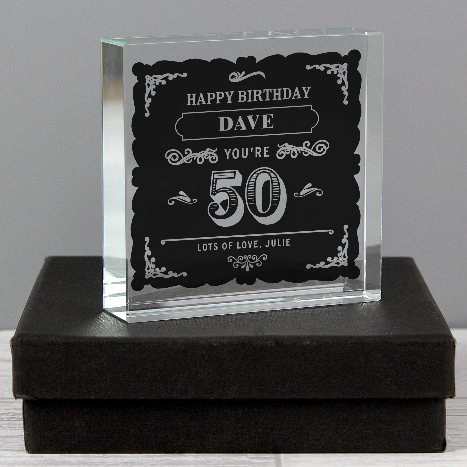 Personalised Birthday Vintage Typography Crystal Token - MK&JD Gifts