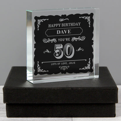 Personalised Birthday Vintage Typography Crystal Token - MK&JD Gifts
