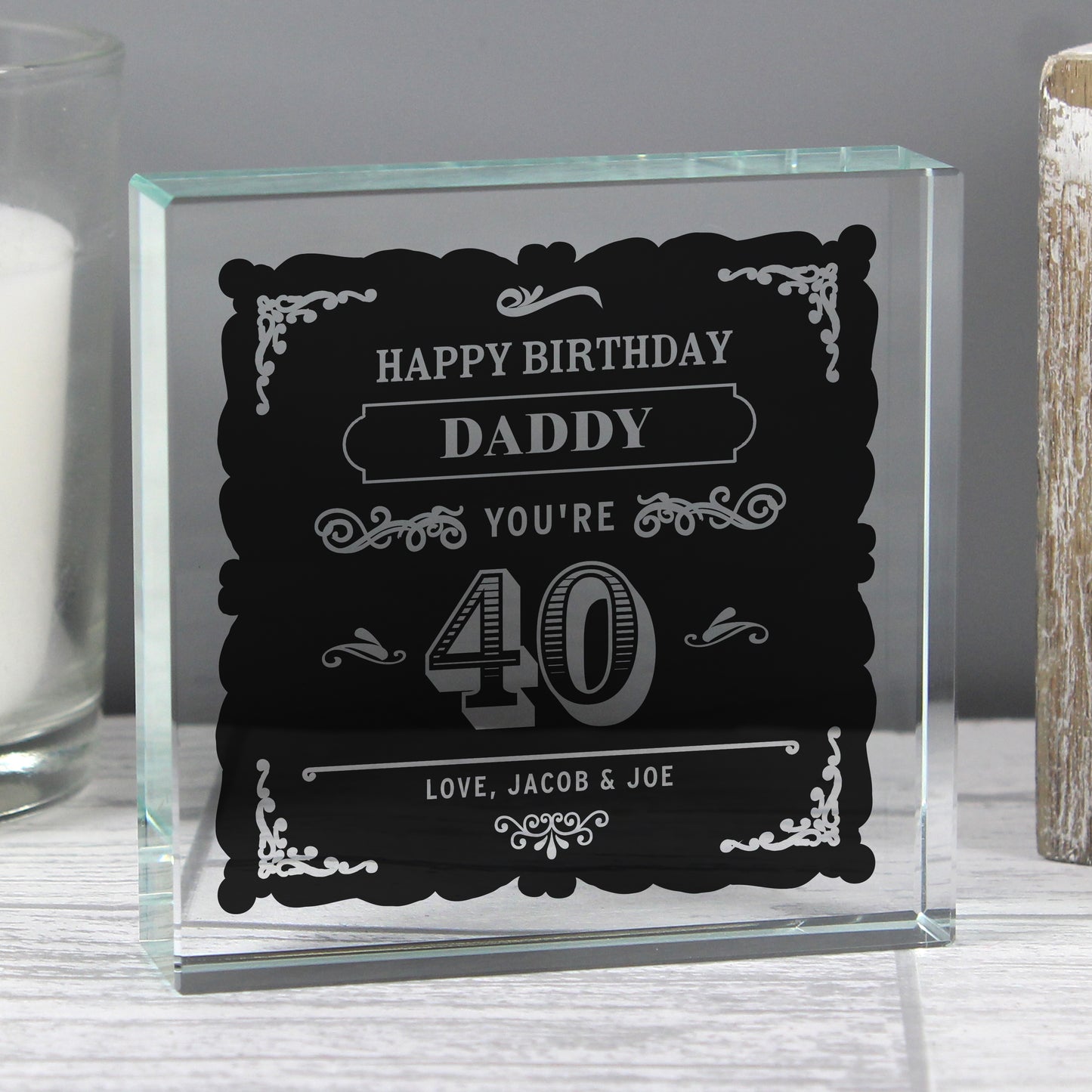 Personalised Birthday Vintage Typography Crystal Token - MK&JD Gifts