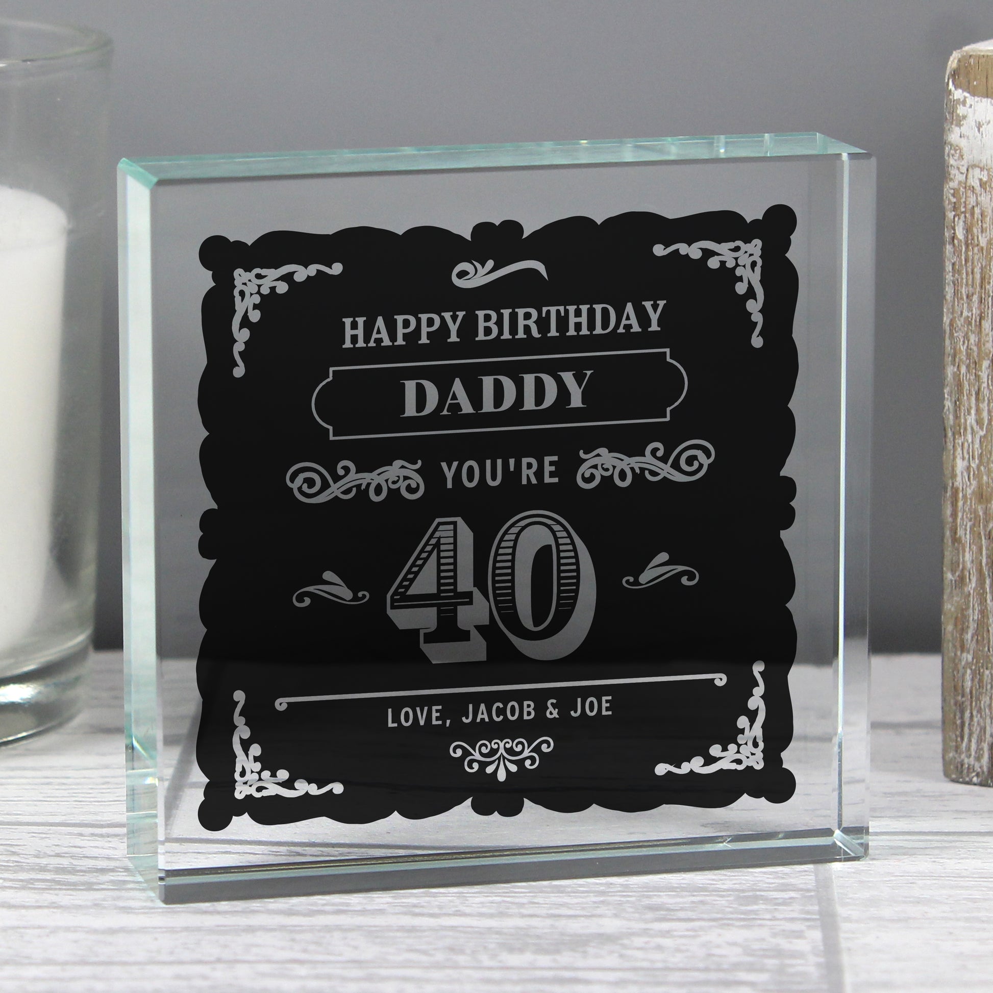Personalised Birthday Vintage Typography Crystal Token - MK&JD Gifts