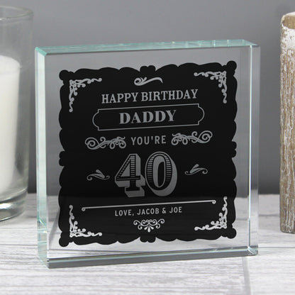 Personalised Birthday Vintage Typography Crystal Token - MK&JD Gifts