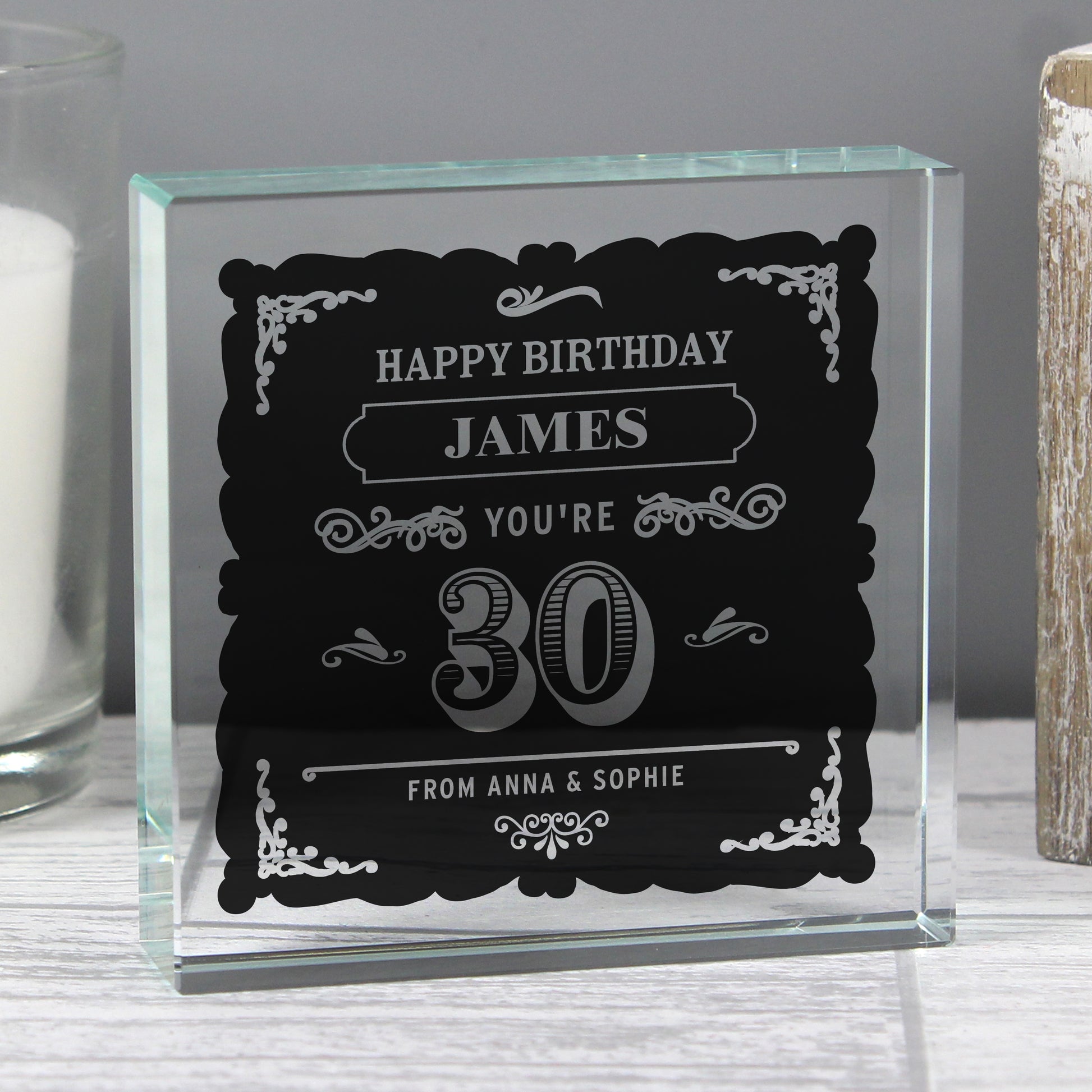 Personalised Birthday Vintage Typography Crystal Token - MK&JD Gifts