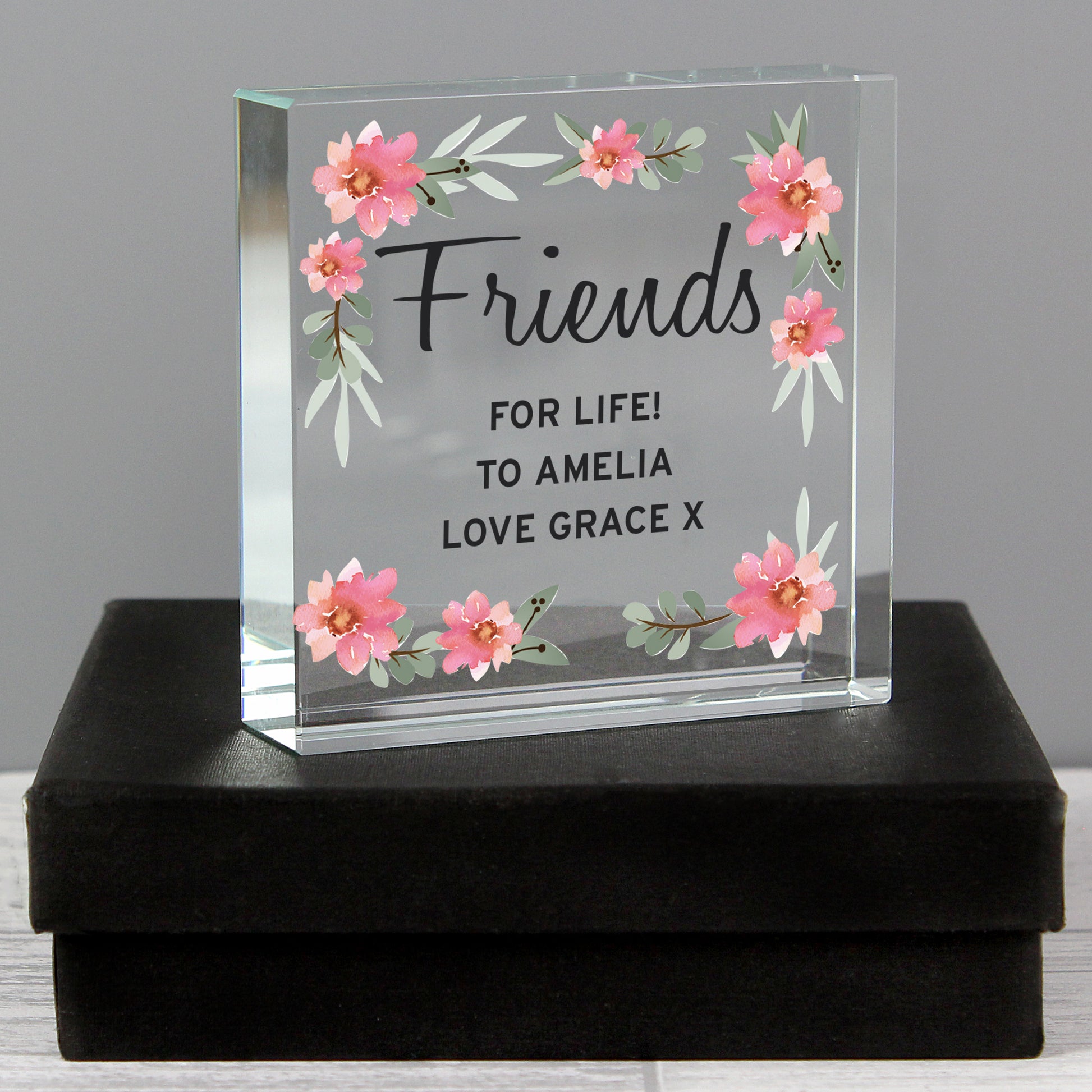 Personalised Floral Sentimental  Crystal Token - MK&JD Gifts