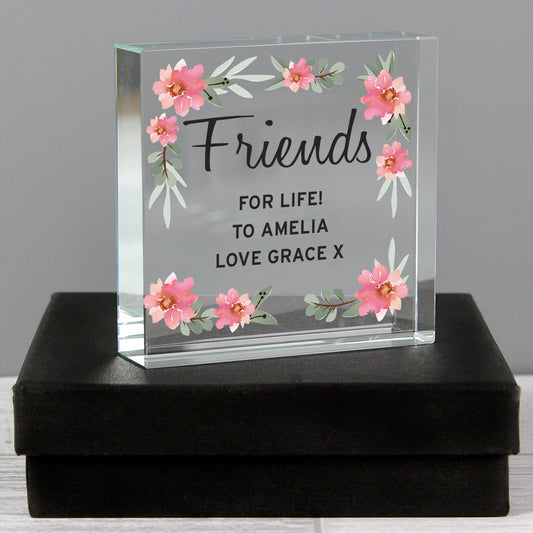 Personalised Floral Sentimental  Crystal Token - MK&JD Gifts