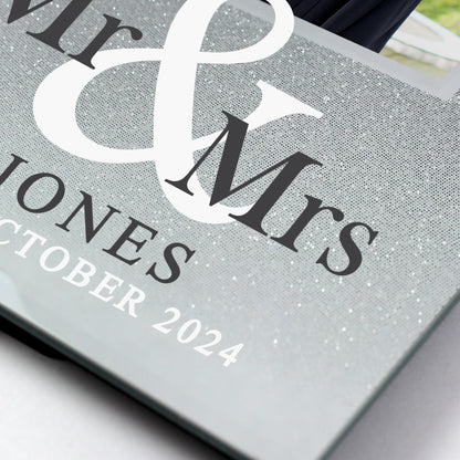 Personalised Mr & Mrs 4x4 Glitter Glass Photo Frame - MK&JD Gifts