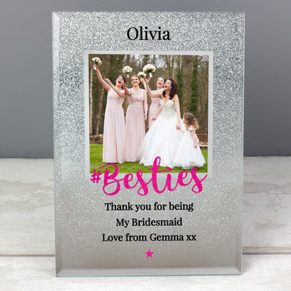 Personalised 'Bestie' 4x4 Glitter Glass Photo Frame - MK&JD Gifts