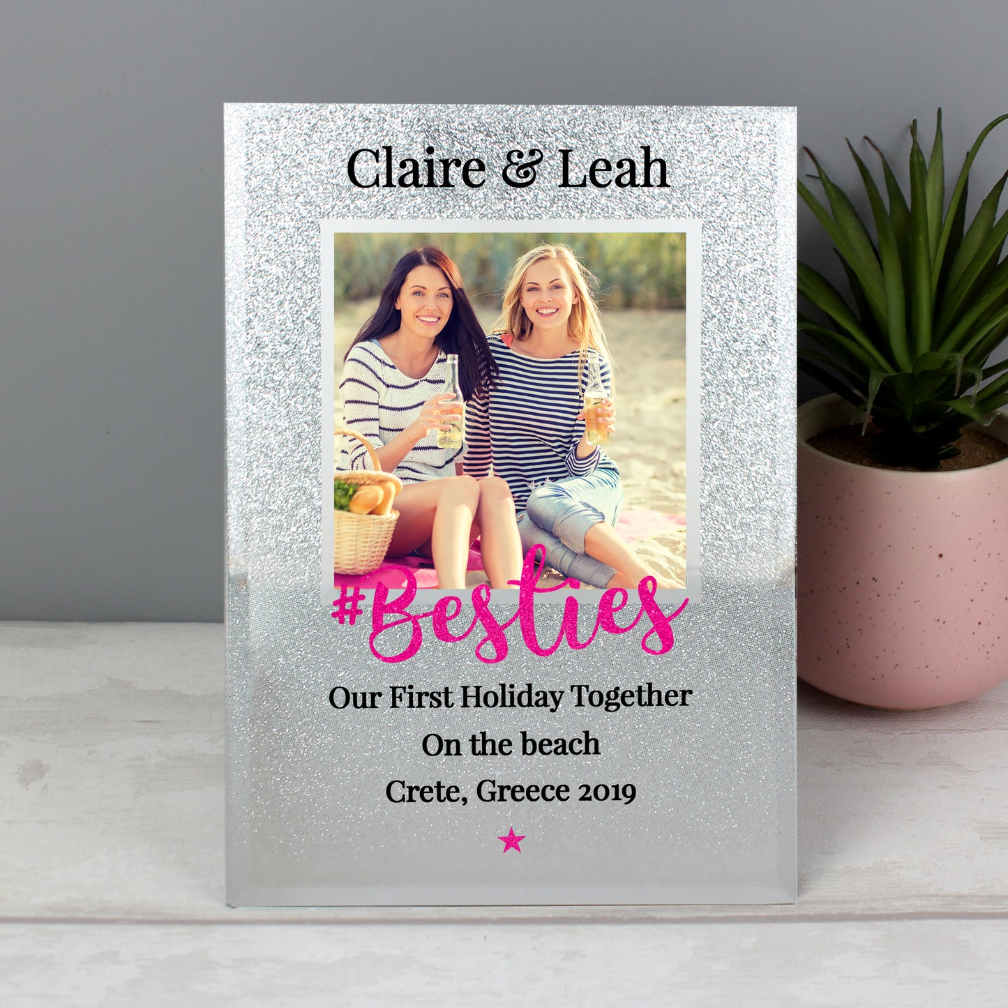 Personalised 'Bestie' 4x4 Glitter Glass Photo Frame - MK&JD Gifts