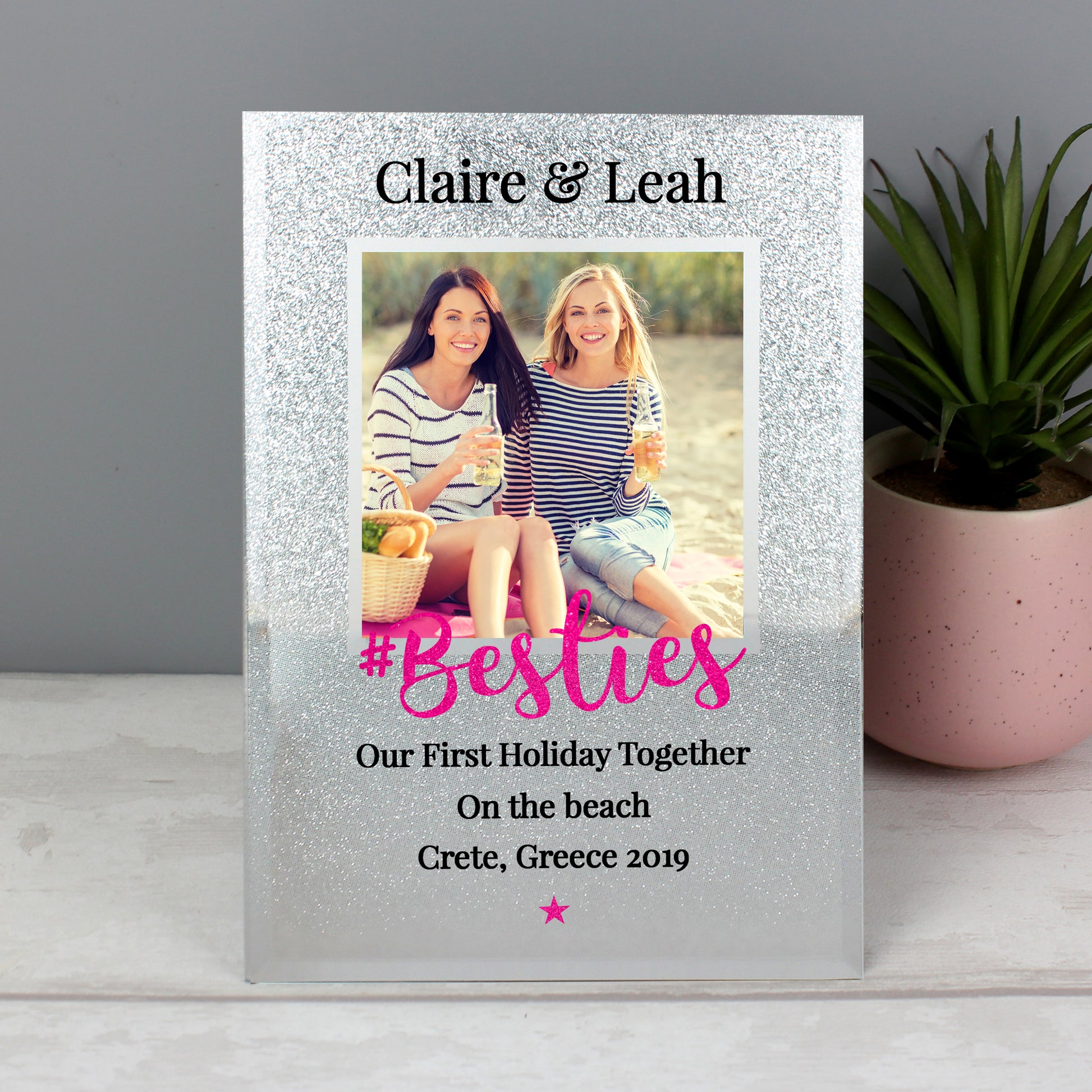 Personalised 'Bestie' 4x4 Glitter Glass Photo Frame - MK&JD Gifts