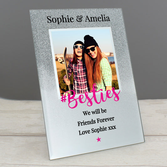 Personalised 'Bestie' 4x4 Glitter Glass Photo Frame - MK&JD Gifts
