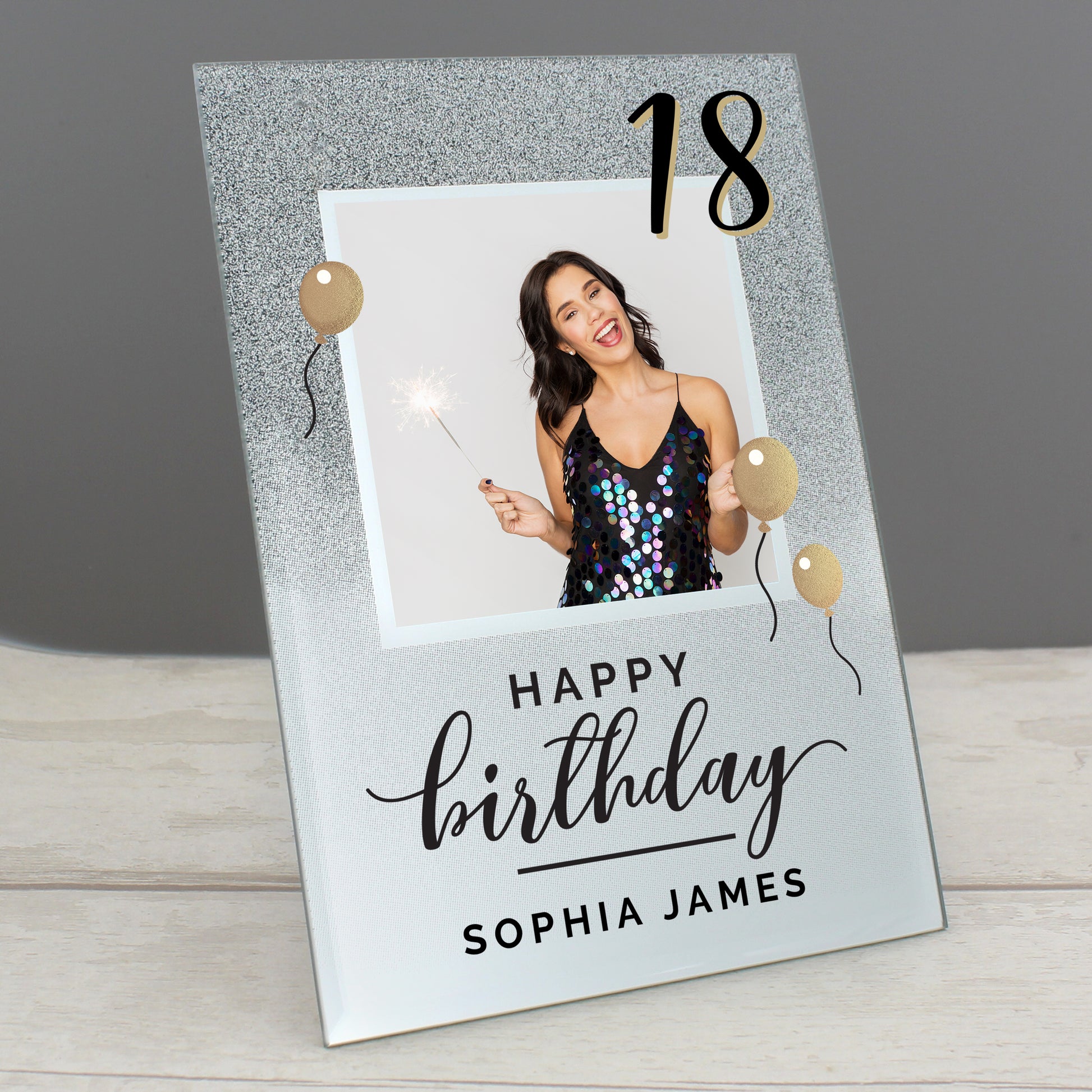 Personalised Birthday 4x4 Glitter Glass Photo Frame - MK&JD Gifts