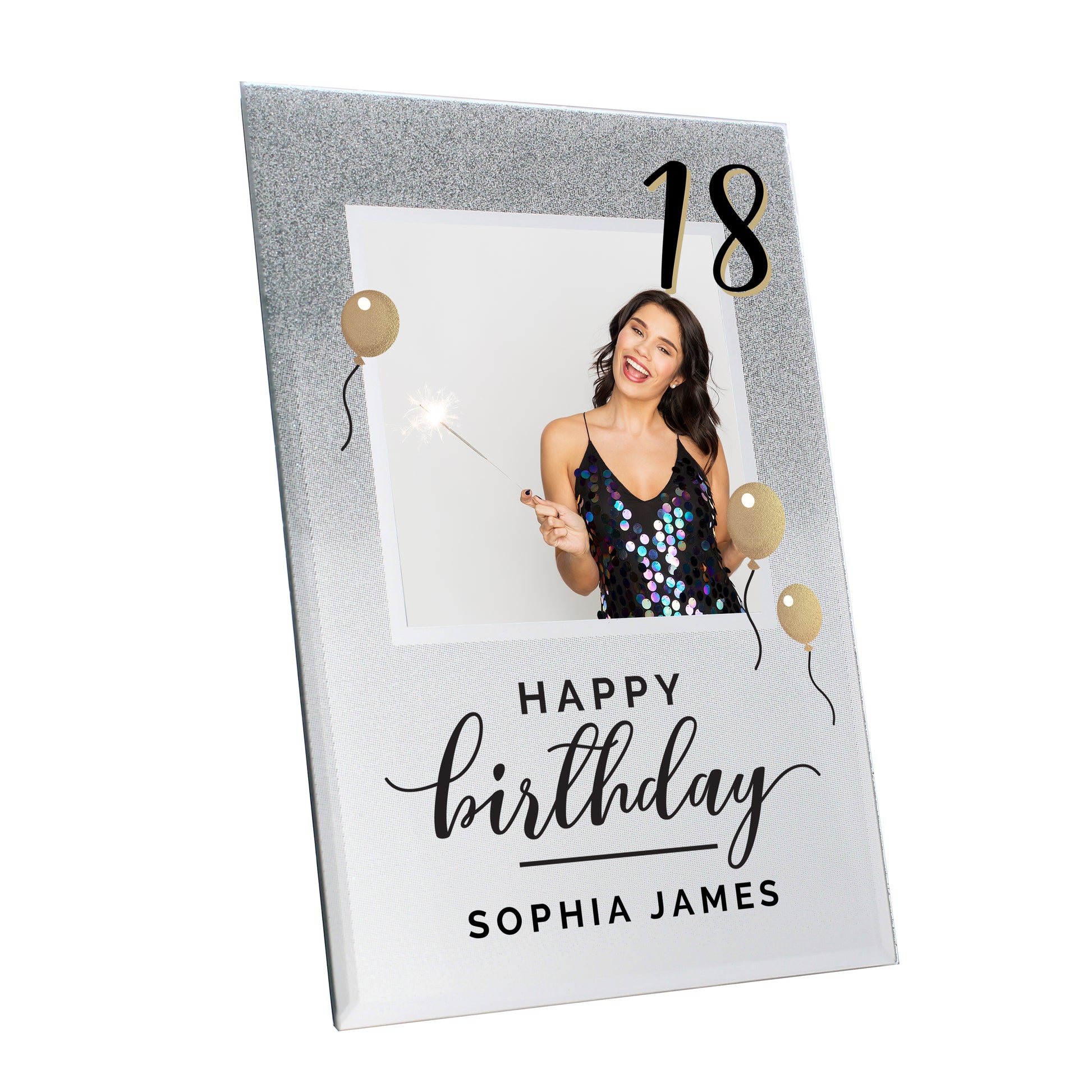 Personalised Birthday 4x4 Glitter Glass Photo Frame - MK&JD Gifts