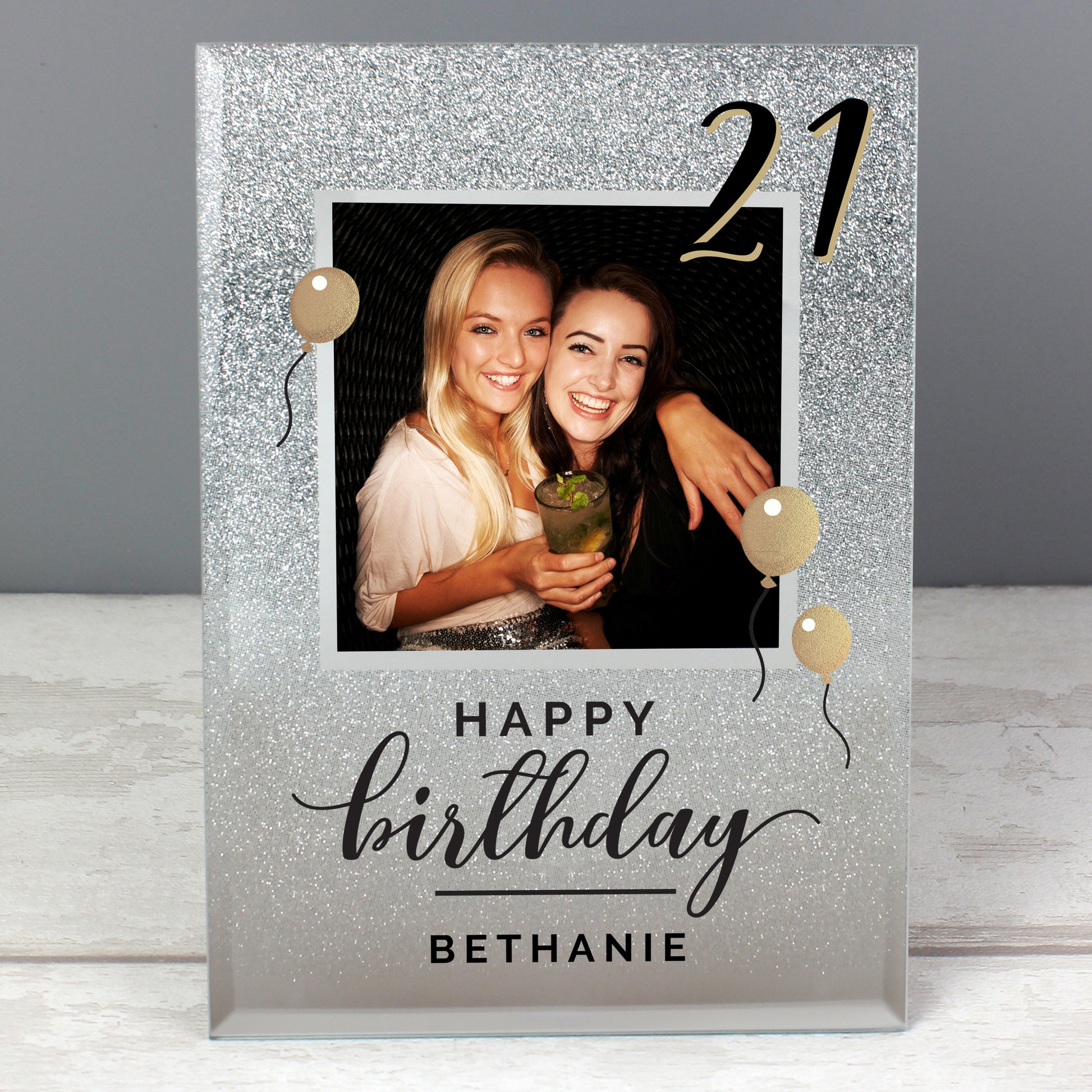 Personalised Birthday 4x4 Glitter Glass Photo Frame - MK&JD Gifts