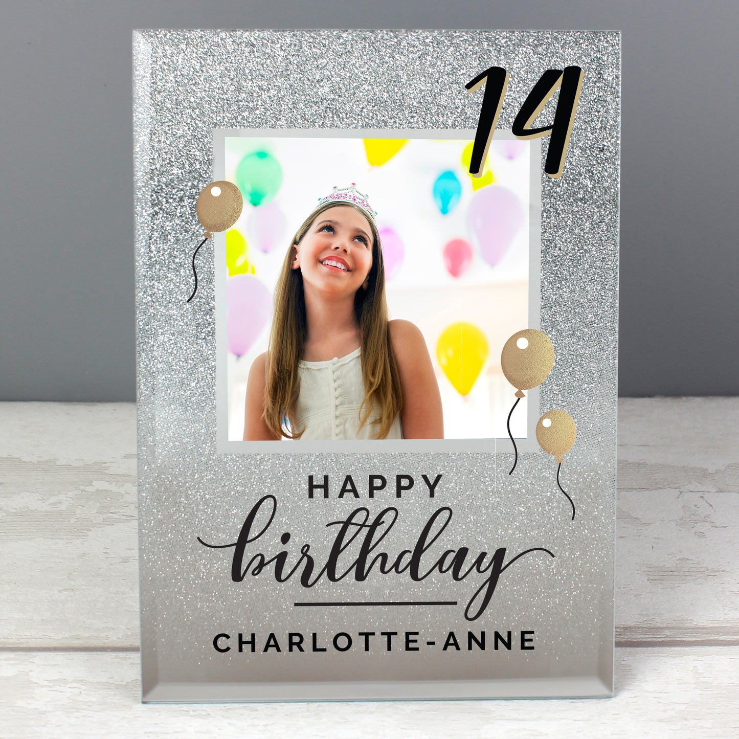 Personalised Birthday 4x4 Glitter Glass Photo Frame - MK&JD Gifts