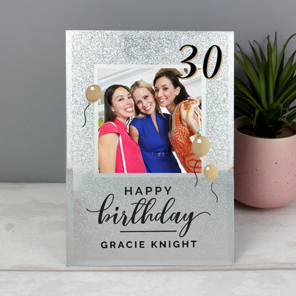 Personalised Birthday 4x4 Glitter Glass Photo Frame - MK&JD Gifts