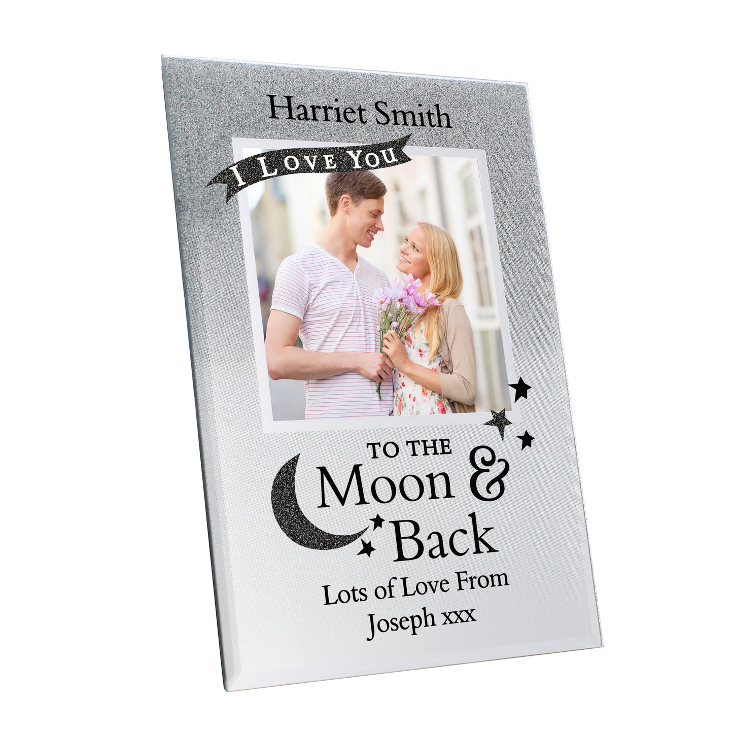 Personalised To the Moon and Back 4x4 Glitter Glass Photo Frame - MK&JD Gifts