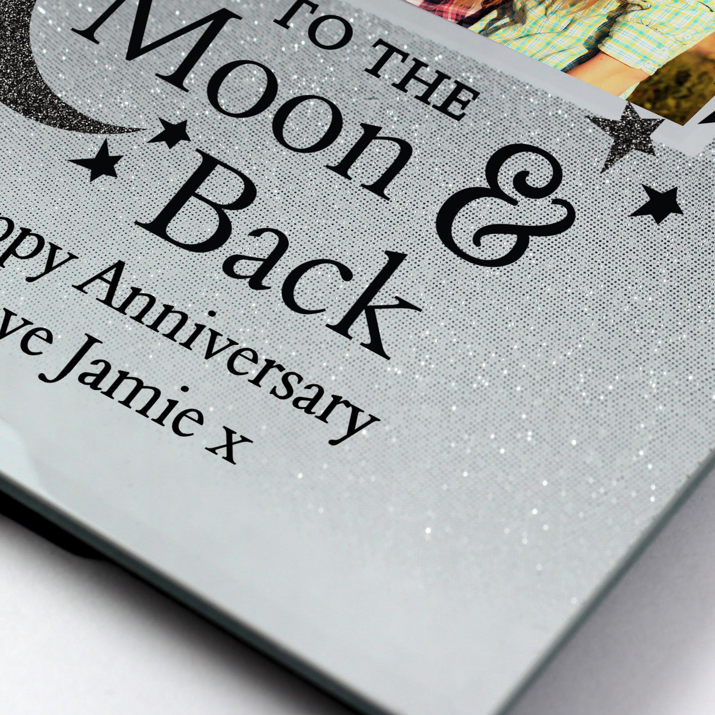 Personalised To the Moon and Back 4x4 Glitter Glass Photo Frame - MK&JD Gifts