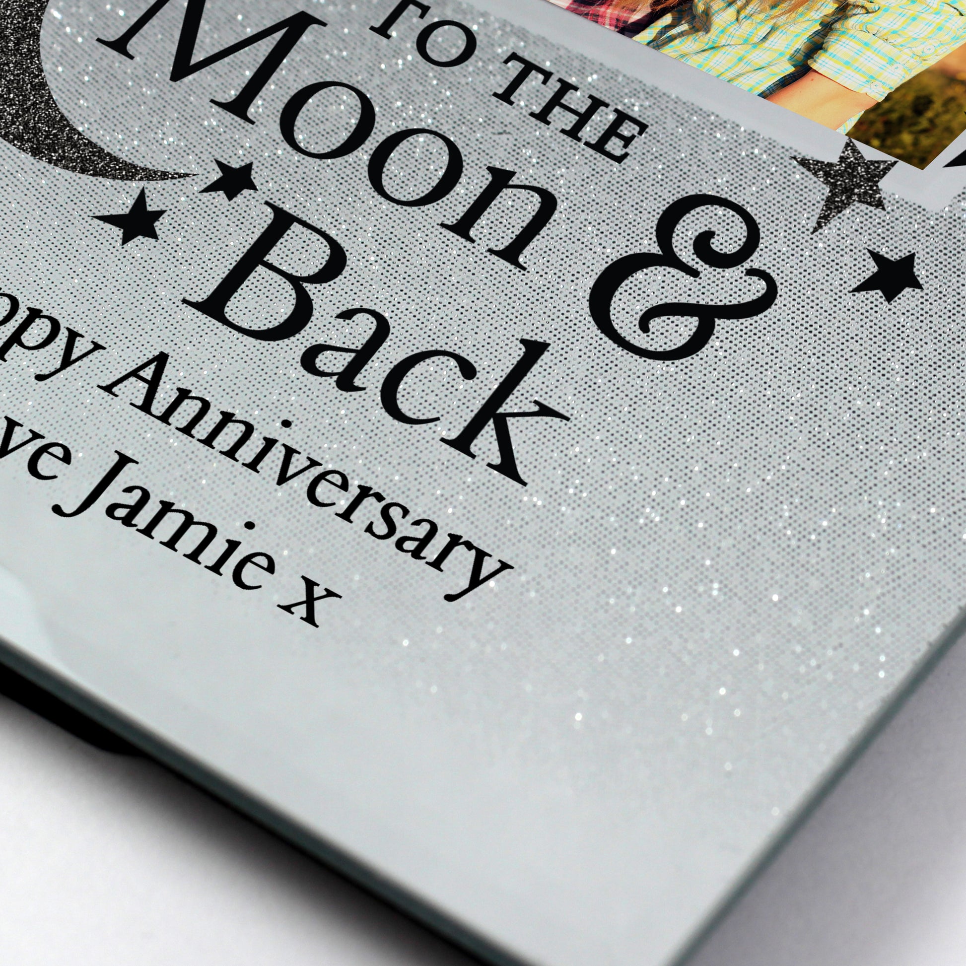 Personalised To the Moon and Back 4x4 Glitter Glass Photo Frame - MK&JD Gifts