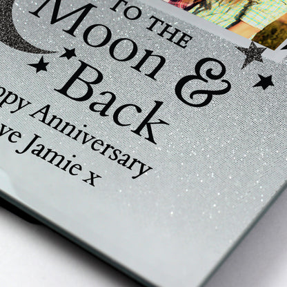 Personalised To the Moon and Back 4x4 Glitter Glass Photo Frame - MK&JD Gifts