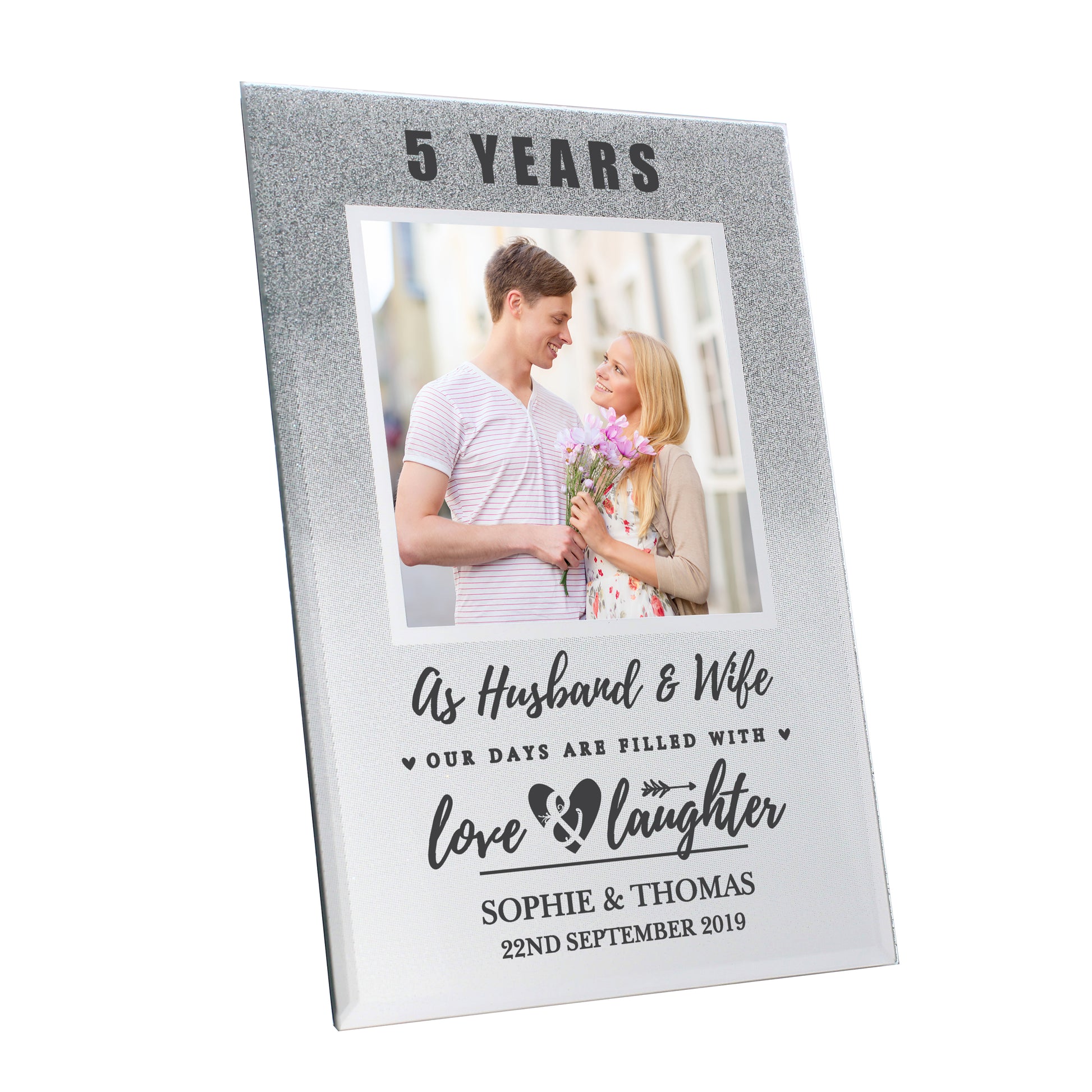Personalised Anniversary 4x4 Glitter Glass Photo Frame - MK&JD Gifts