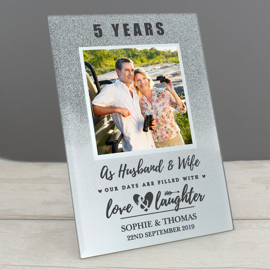 Personalised Anniversary 4x4 Glitter Glass Photo Frame - MK&JD Gifts