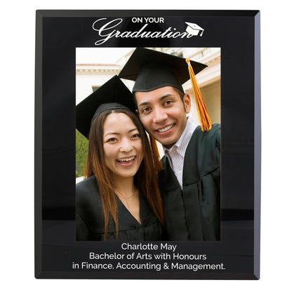 Personalised Graduation Black Glass 5x7 Photo Frame - MK&JD Gifts