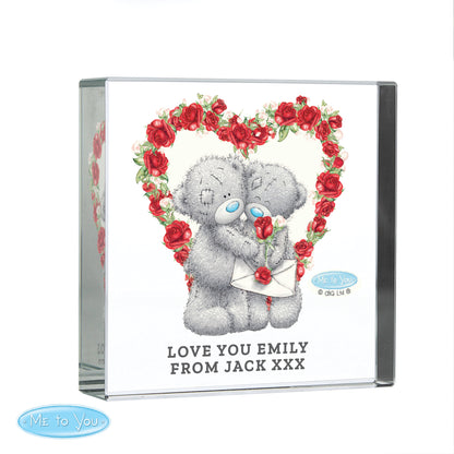 Personalised Me to You Rose Heart Crystal Token - MK&JD Gifts