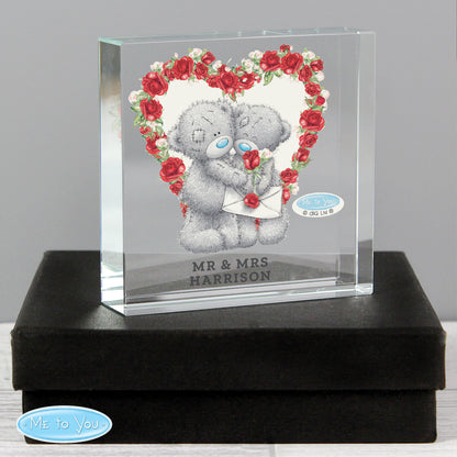 Personalised Me to You Rose Heart Crystal Token - MK&JD Gifts