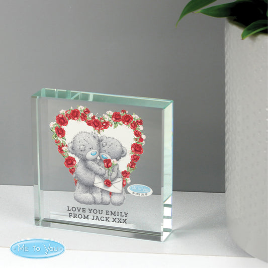 Personalised Me to You Rose Heart Crystal Token - MK&JD Gifts