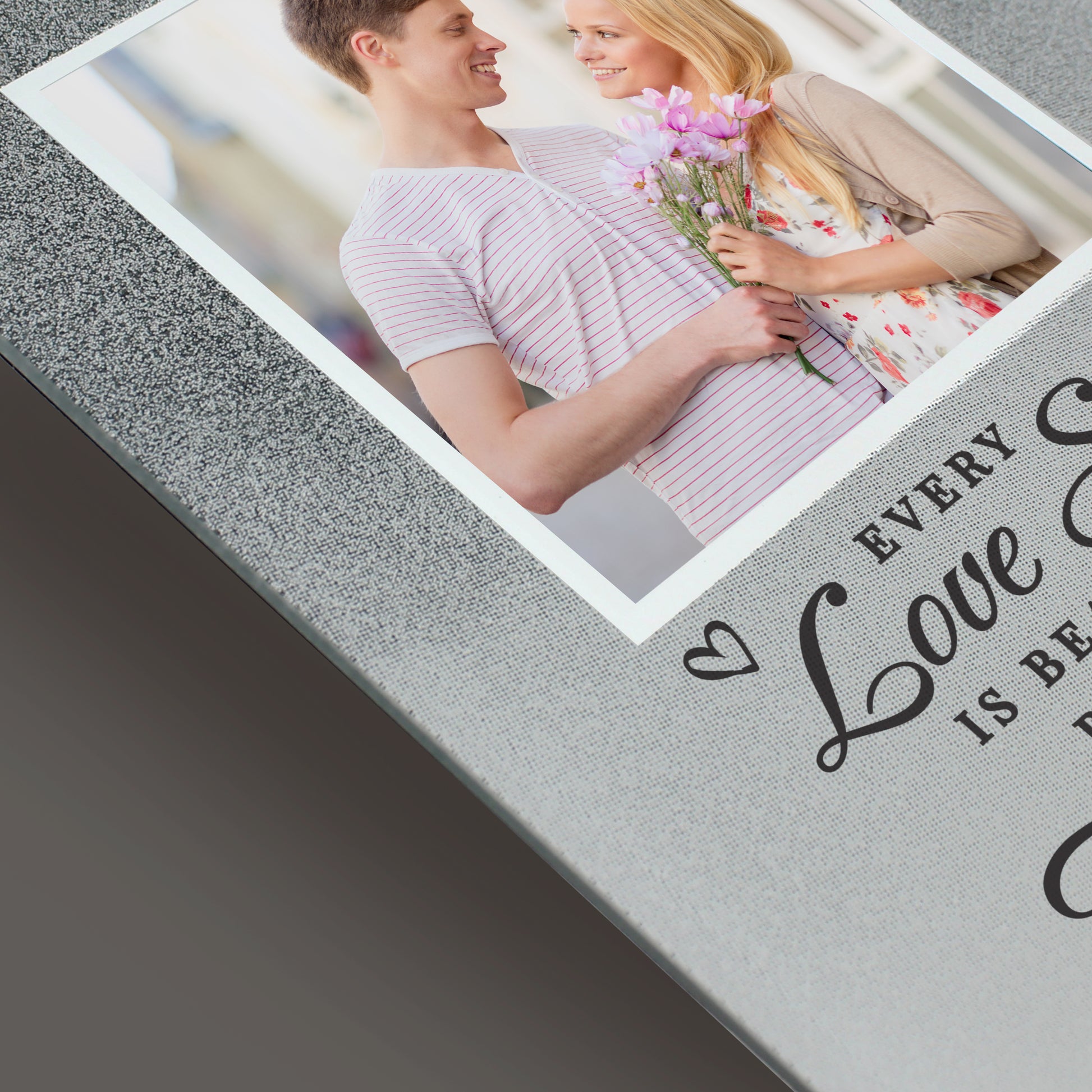 Personalised Every Love Story Is Beautiful 4x4 Glitter Glass Photo Frame - MK&JD Gifts