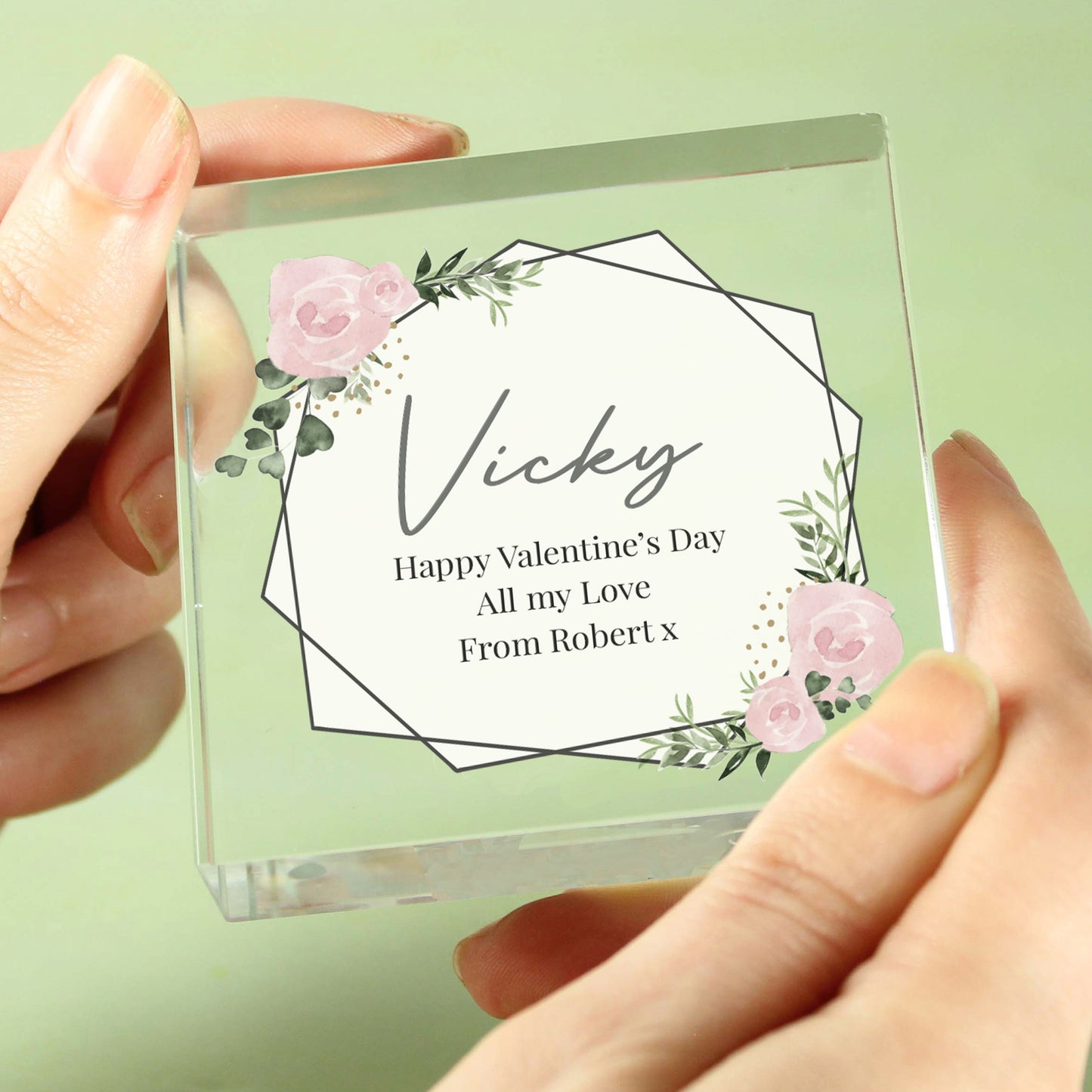 Personalised Abstract Rose Crystal Token - MK&JD Gifts
