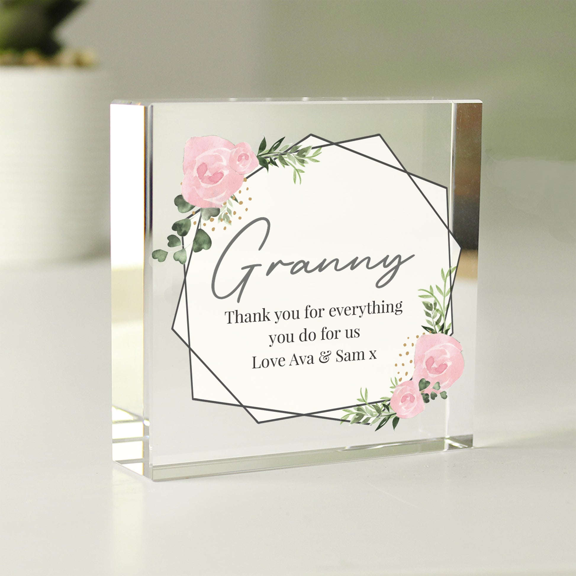 Personalised Abstract Rose Crystal Token - MK&JD Gifts