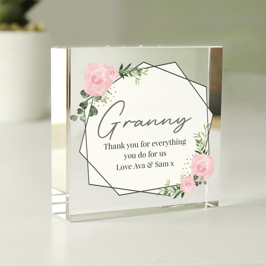 Personalised Abstract Rose Crystal Token - MK&JD Gifts