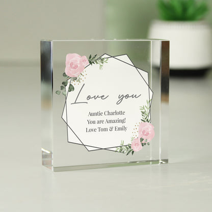 Personalised Abstract Rose Crystal Token - MK&JD Gifts