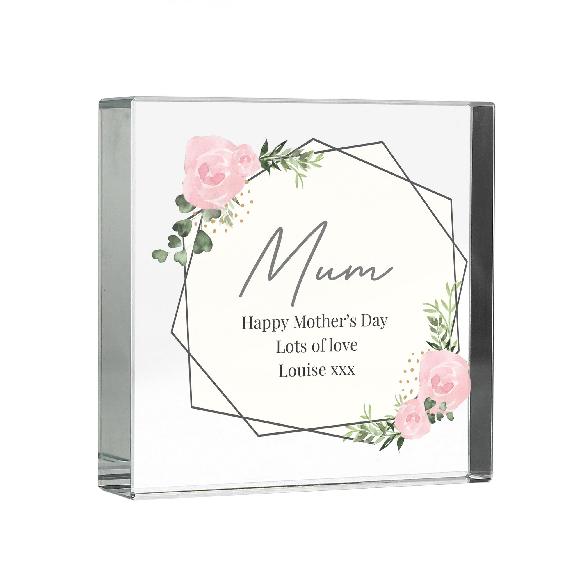 Personalised Abstract Rose Crystal Token - MK&JD Gifts