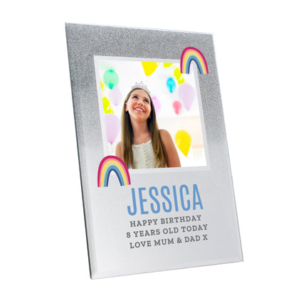 Personalised Rainbow 4x4 Glitter Glass Photo Frame - MK&JD Gifts