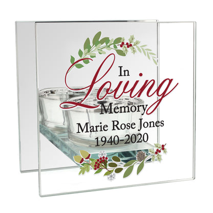 Personalised In Loving Memory Christmas Mirrored Glass Tea Light Candle Holder - MK&JD Gifts