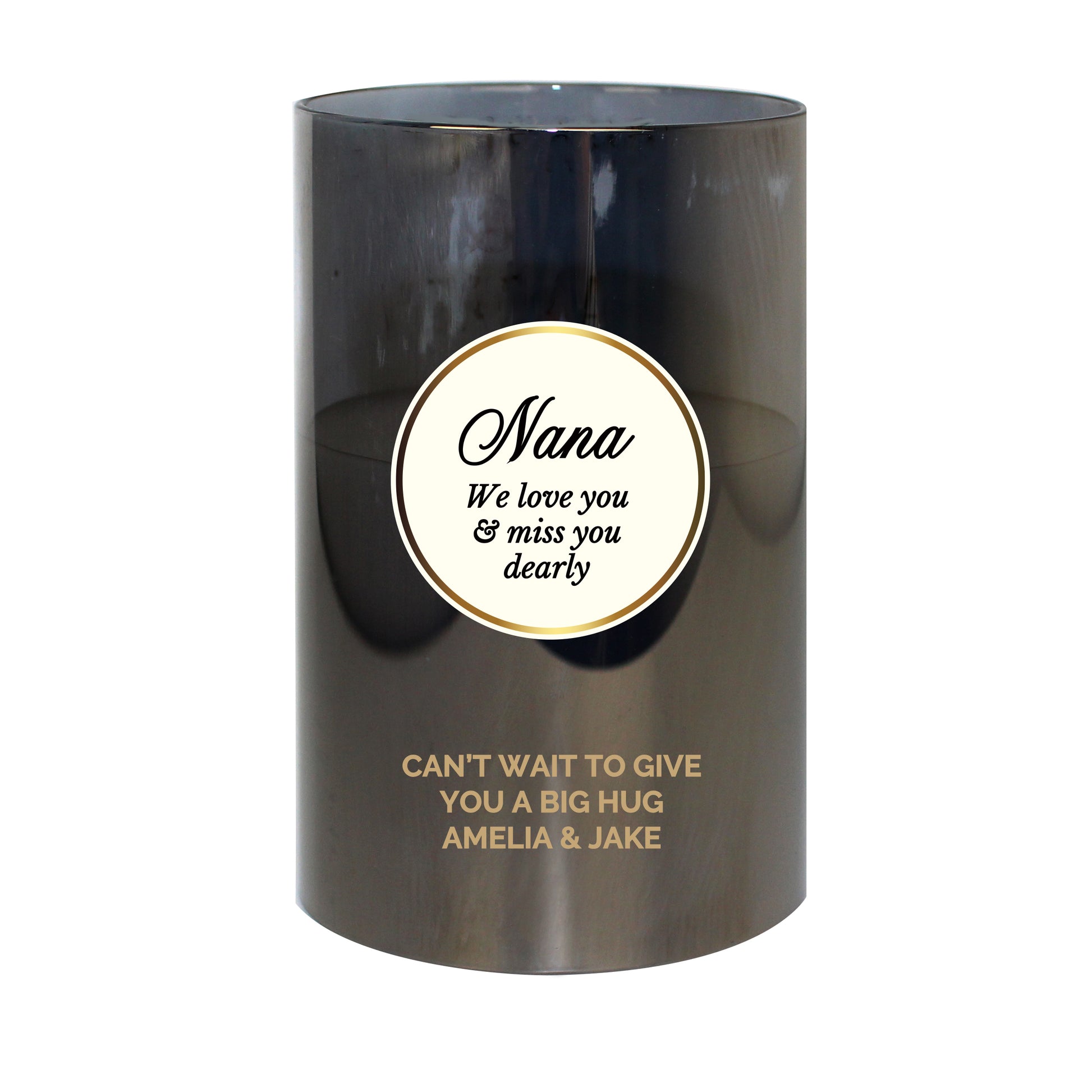 Personalised Opulent Smoked Glass LED Candle - MK&JD Gifts