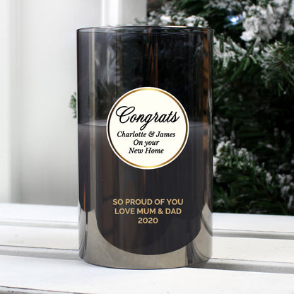Personalised Opulent Smoked Glass LED Candle - MK&JD Gifts