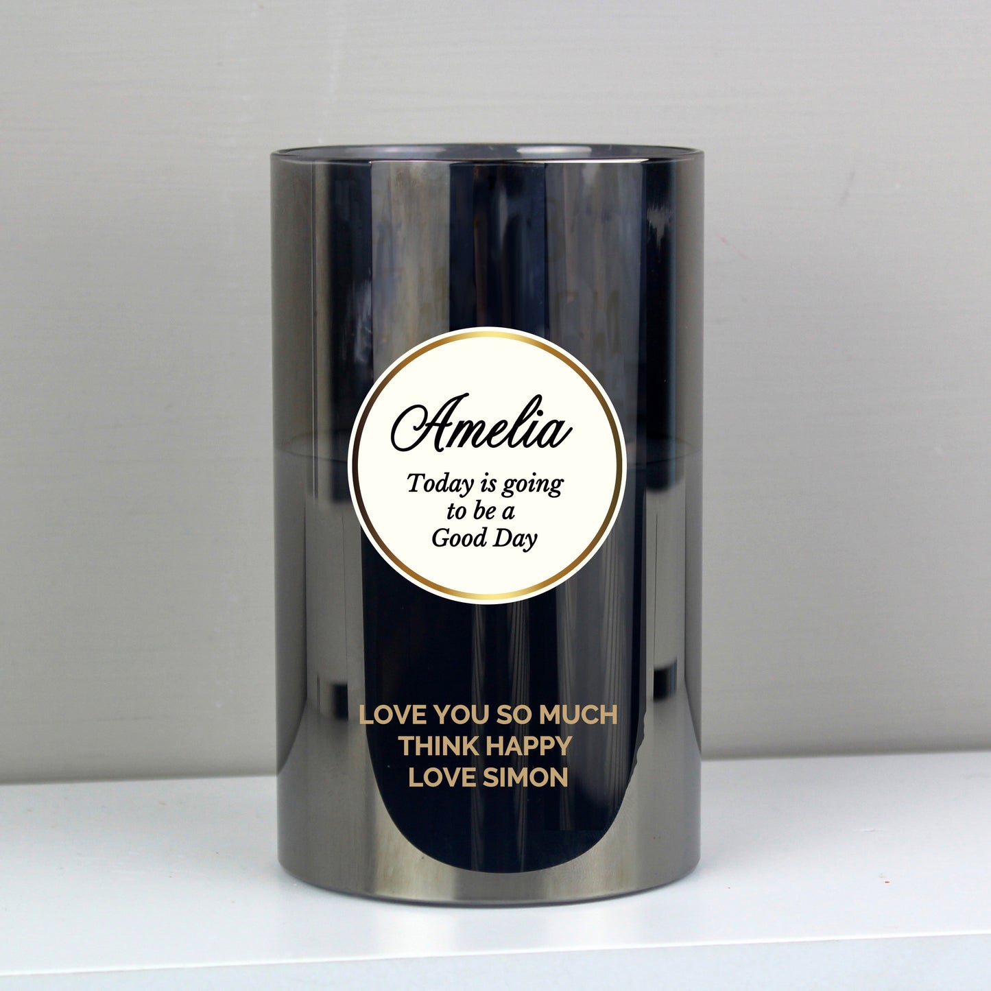 Personalised Opulent Smoked Glass LED Candle - MK&JD Gifts