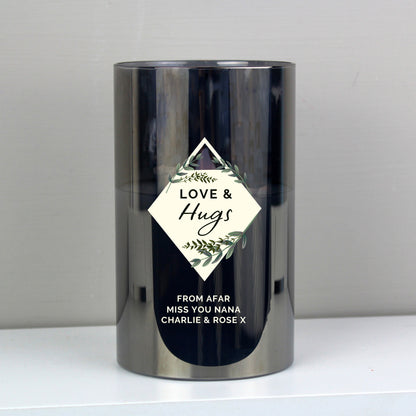 Personalised Botanical Smoked Glass LED Candle - MK&JD Gifts