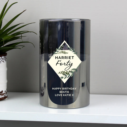 Personalised Botanical Smoked Glass LED Candle - MK&JD Gifts