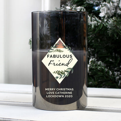 Personalised Botanical Smoked Glass LED Candle - MK&JD Gifts