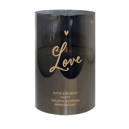 Personalised Love Smoked Glass LED Candle - MK&JD Gifts