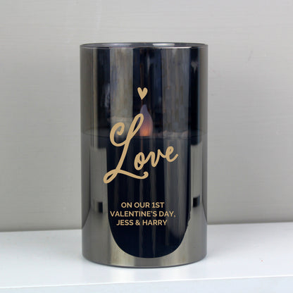 Personalised Love Smoked Glass LED Candle - MK&JD Gifts