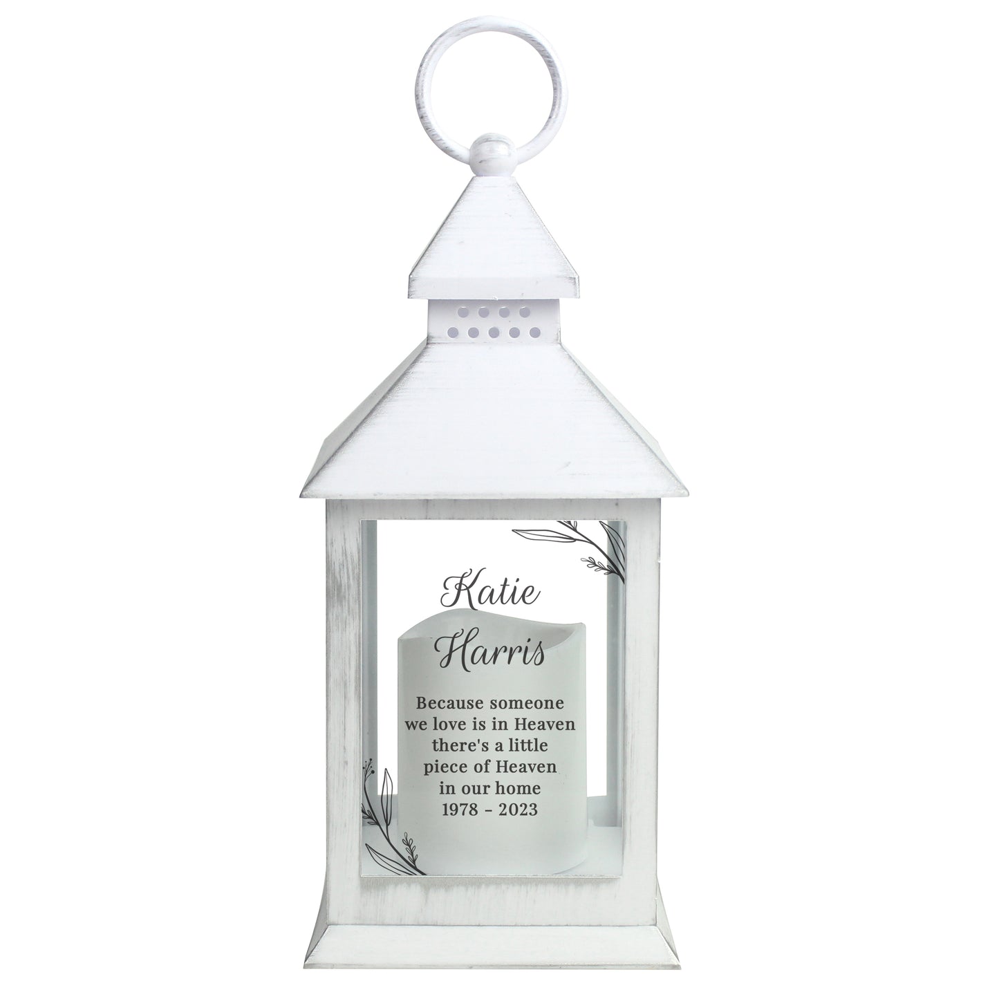 Personalised Memorial White Lantern - MK&JD Gifts