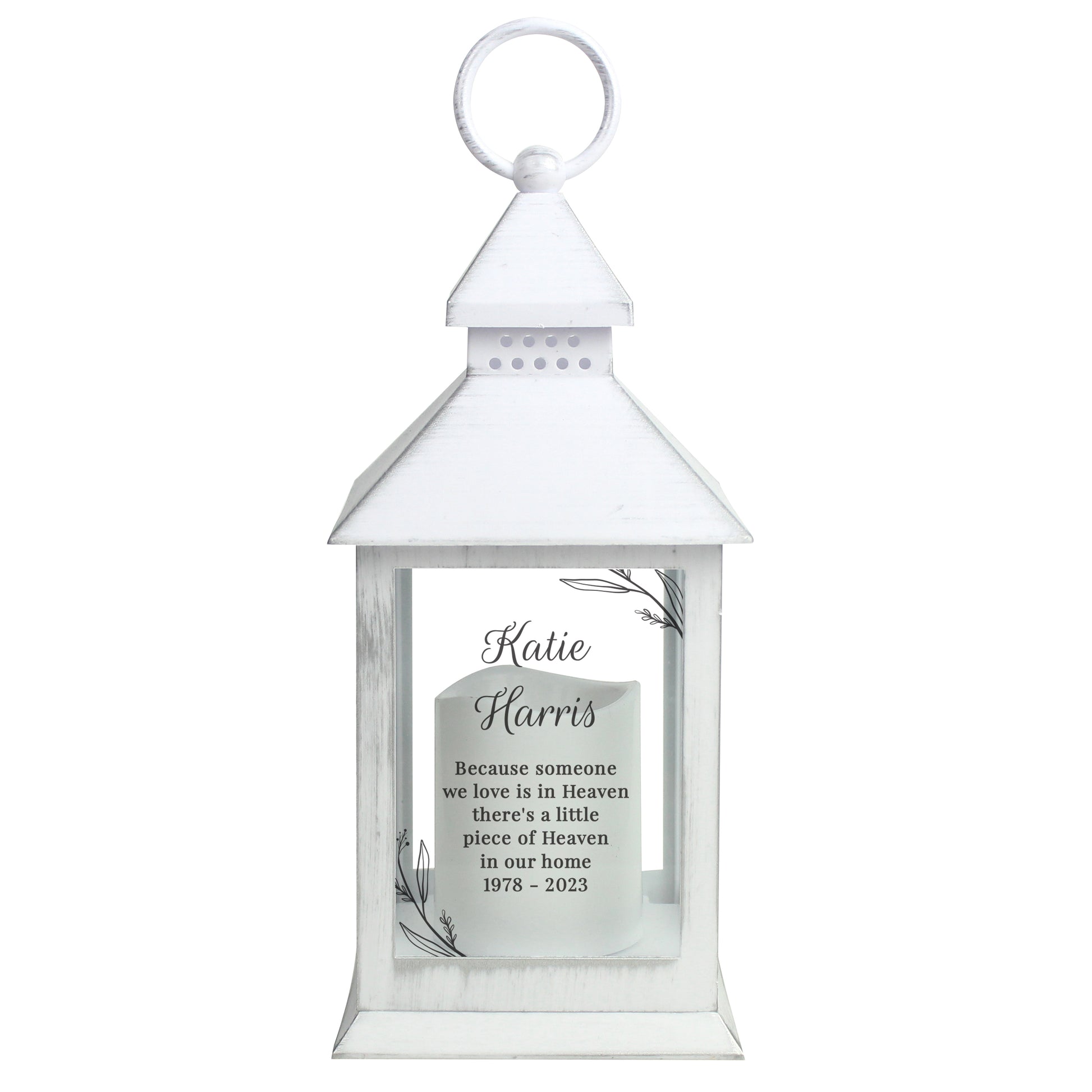 Personalised Memorial White Lantern - MK&JD Gifts